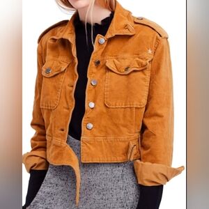 Free People Everlyn Corduroy Jacket in a Camel Colour Moto Boho Size Medium